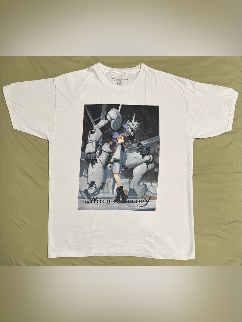Gundam Witch from Mercury Poster T-Shirt Unisex Large Bandai (21.75" PtP)